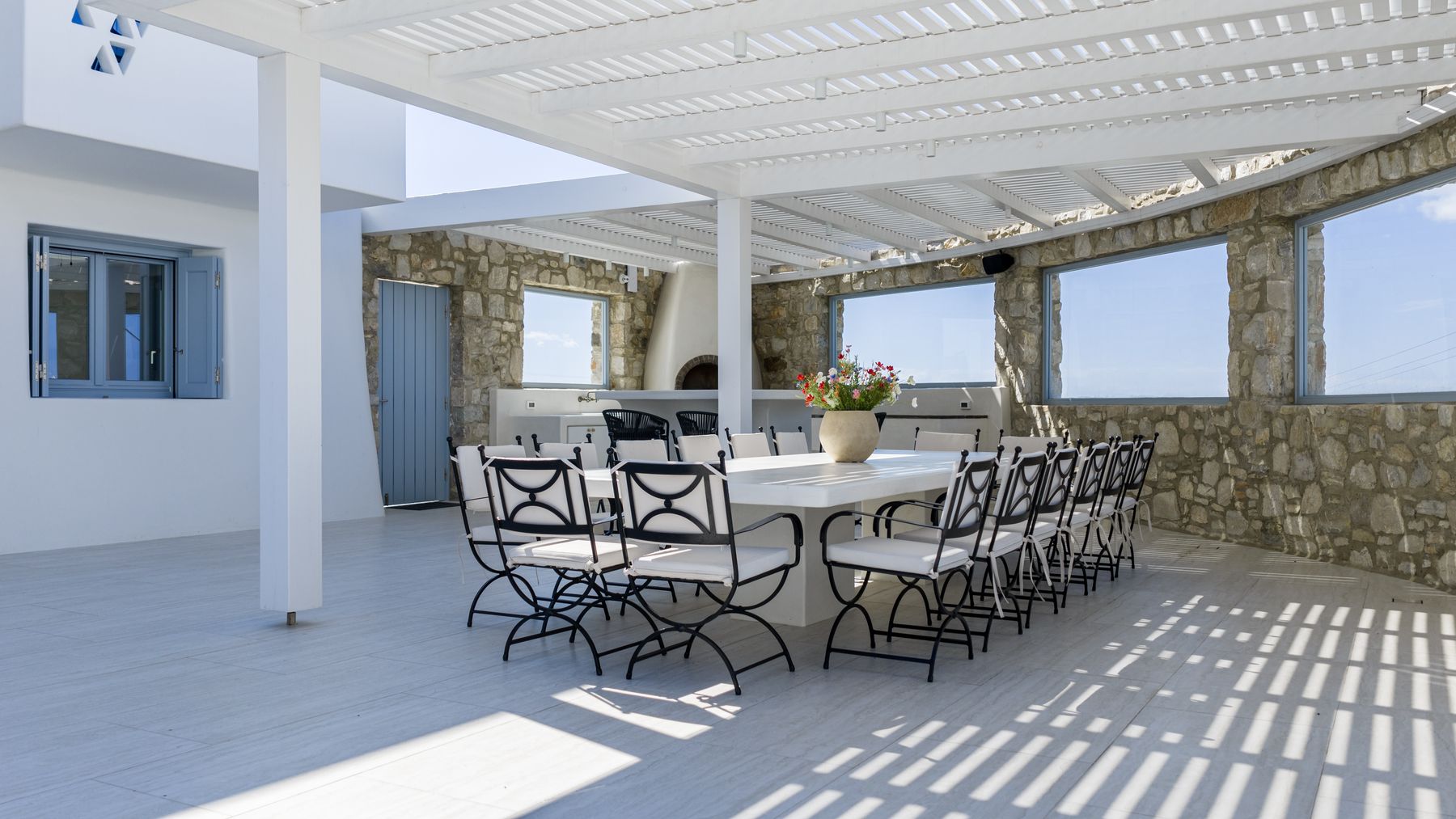 Dining table under the pergola